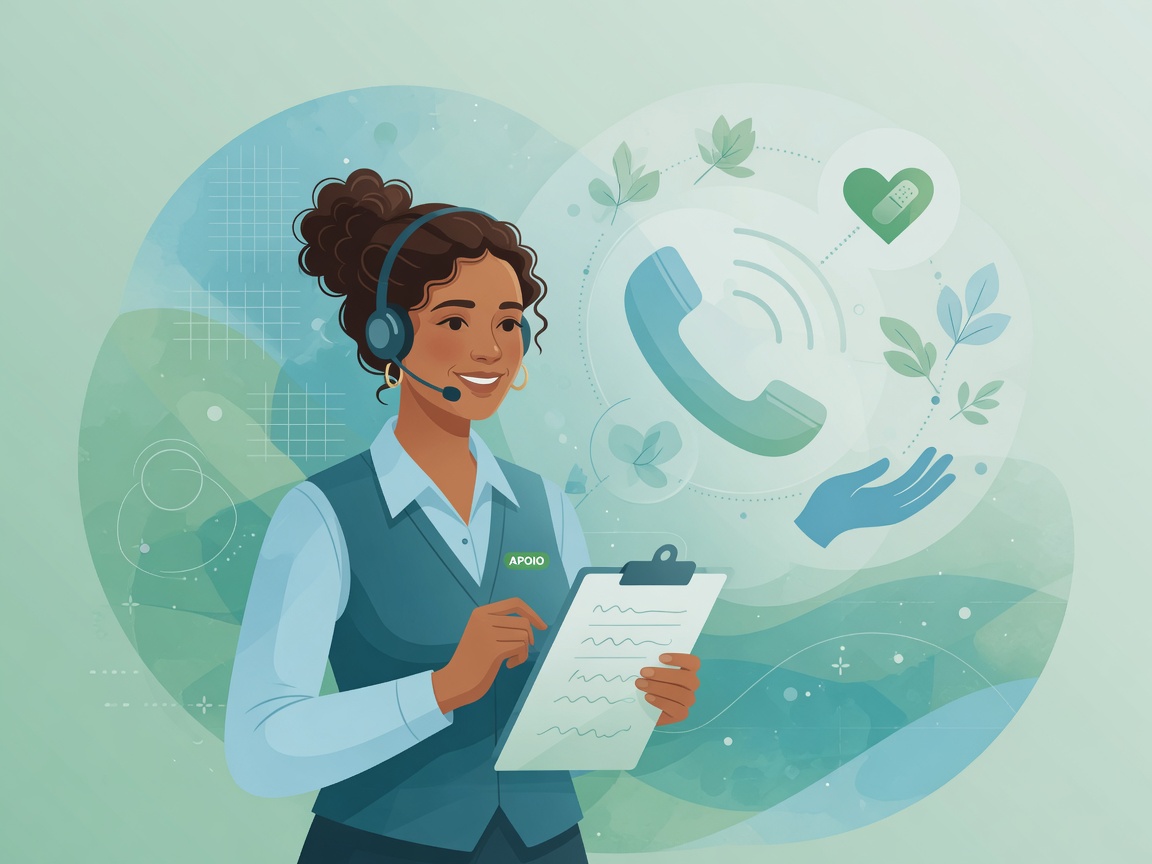 Profissional de apoio emocional em ambiente de atendimento
