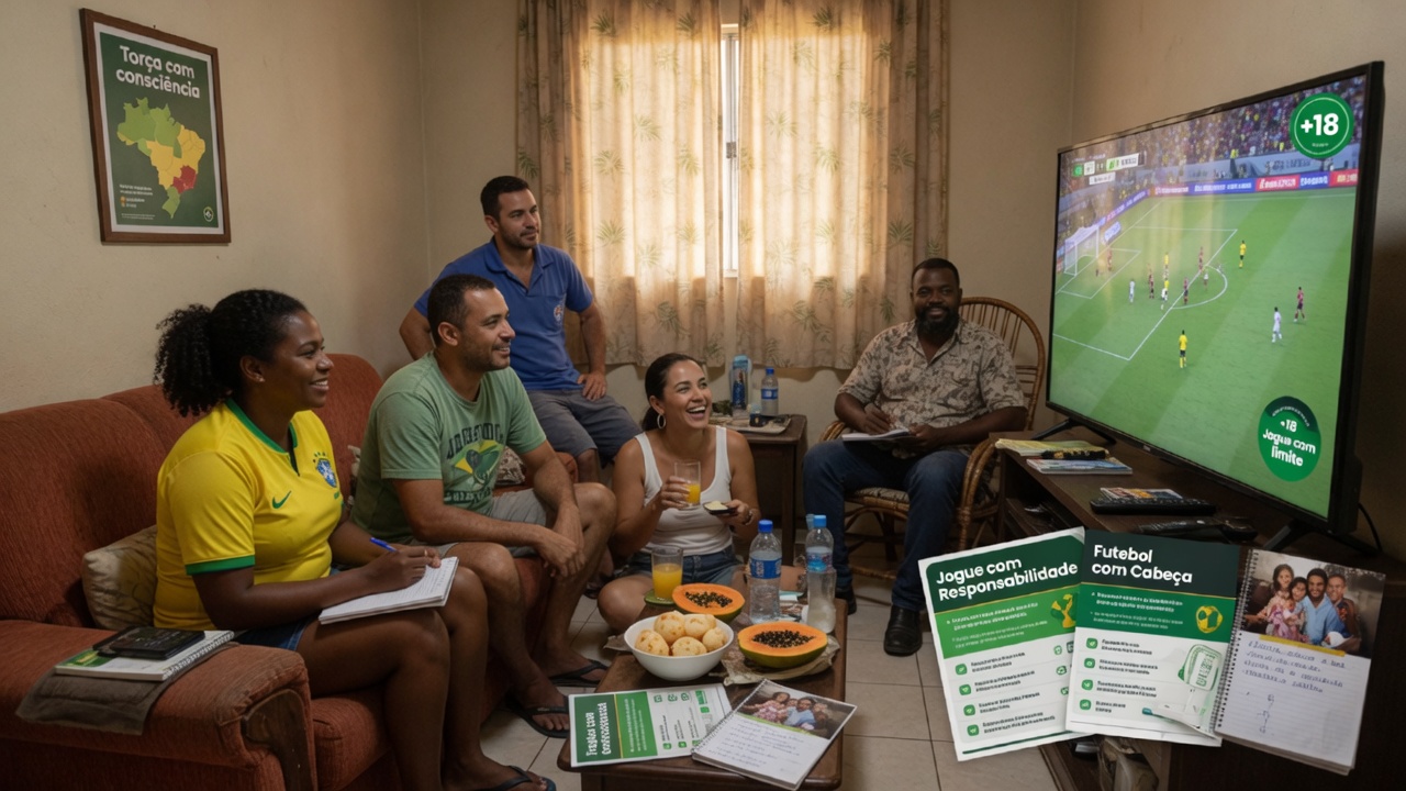 Adultos acompanhando esporte em ambiente familiar — entretenimento consciente